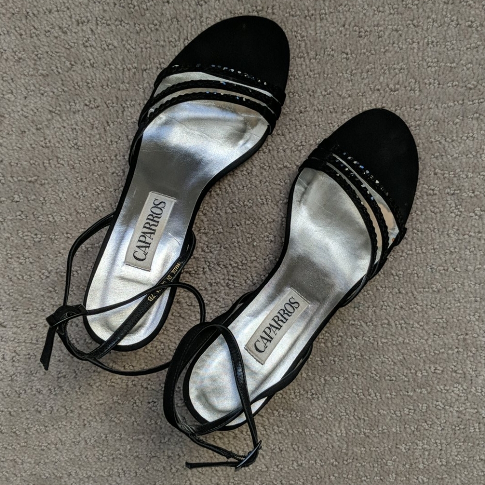 Caparros Marvel Black Sequin Strap Heels size 7